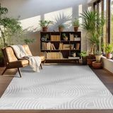 Kabartmalı Halı Dalga Desenli Iskandinav Bohem Tarzı Yumuşak Halı Gümüş Krem - 80 x 300 cm