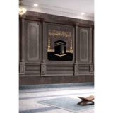 Kabe Desenli Koyu Ton Panel Görünümlü Kadife Efektli Tekstil Duvar Kağıdı, 200 x 150