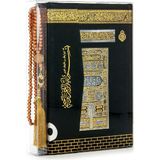 Kabe Desenli Kuranı Kerim - Sade Arapça - Orta Boy - Bilgisayar Hatlı - Inci Tesbih Set - Siyah