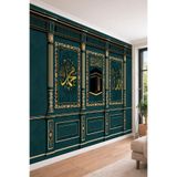 Kabe Görselli Hat Sanatı Yeşil Klasik Panel Tek Parça Tekstil Duvar Kağıdı, 550 x 240