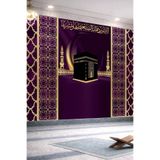 Kabe-i Muazzama Hat Yazılı ve Geometrik Motifli Tek Parça Tekstil Duvar Kağıdı, 150 x 100, 2025-930-02