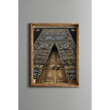 Kabe Kapısı – İslami Duvar Tablosu – Vintage Desenli Çerçeve – İnce Model, Altın1, 21 x 30