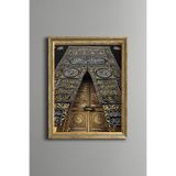 Kabe Kapısı – İslami Duvar Tablosu – Vintage Desenli Çerçeve – İnce Model, Altın4, 21 x 30