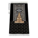 Kabe Kapısı Modeli Desenli Şönil Seccade Siyah