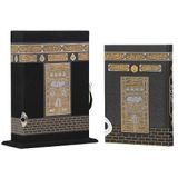Kabe Serisi Çanta Boy Flok Kaplamalı Ahşap Muhafazalı Kutu + Çanta Boy Sıvama Kapak Kabe Arapça Kuran-ı Kerim + Taşıma Çantası Hediye Seti (90083)