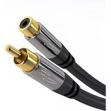 KabelDirekt – Cinch uzatma kablosu – 5m – Mükemmel ses kalitesi için özellikle kırılmaz hibrit kablo (subwoofer/ses kablosu, RCA fişten jak girişe, amplifikatör/HiFi için ideal, analog ve dijital)