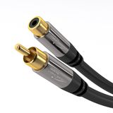 KabelDirekt – Cinch uzatma kablosu – 5m | Subwoofer/ses kablosu, RCA fişten jak girişe, amplifikatör/HiFi için ideal, analog ve dijital