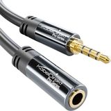 KabelDirekt – Kırılmaz metal gövdeli kulaklık uzatma kablosu – 3 m (uzatma, oyun kulaklıkları veya mikrofonlu kulaklıklar için idealdir, TRRS 4 pinli, 3,5 mm fişten sokete)