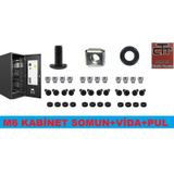 Kabinet Somunu Rack Kabin-Server Kafes Somun+Siyah Vida+Siyah Pul 12 Adet
