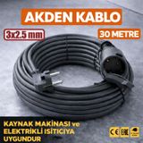 Kablo 30 Metre 3x2,5mm Uzatma Kablosu Tam Kesit Kaynak Makinası Kullanıma Uygundur 30 M