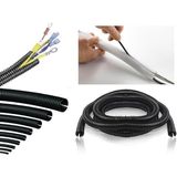 Kablo Tesisat Gizleme Düzenleme Spiral Yarıklı Hortum Siyah Renk (10 Metre)