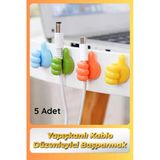 #Kablodüzenleyici 5'Li Renkli Başparmak Kablo Tutucu Yapışkanlı Organizer Düzenleyici Askı Aparatı