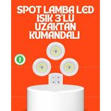Kablosuz 3 Lü Spot LED Lamba Seti Uzaktan Kumandalı Enerji Tasarruflu Aydınlatma - COMPTR6418-63 - Çok Renkli