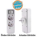 Kablosuz Akım Korumalı Anahtarlı 2'Li Grup Priz Golyat Düğmeli Fiş Priz Topraklı Çoklu Çoğaltıcı