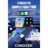 Kablosuz Araç Adaptörü 2in1 Carplay & Android Auto Hızlı Bluetooth Wifi 2025 Yeni Model A+ Kalite - Siyah