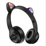 Kablosuz Bluetooth Kulaküstü Kedili P47m Kulaklık Rgb Işıklı Kedi Desenli Kulaklık