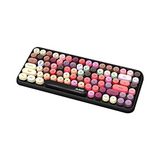 Kablosuz Bluetooth Retro Sessiz Klavye – Yuvarlak Tuşlu, 84 Tuşlu, Taşınabilir, Akıllı Uyku Modu, Ergonomik Tasarım, Tablet Telefon Uyumlu, Windows Mac Ios Android Uyumlu AJ308I Siyah - Option-1 - 001-Renkli