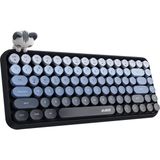 Kablosuz Bluetooth Retro Sessiz Klavye – Yuvarlak Tuşlu, Kedi Süs Aksesuarı, 84 Tuşlu, Taşınabilir, Akıllı Uyku Modu, Ergonomik Tasarım, Tablet Telefon Uyumlu, Ajazz AJ308I Mavi