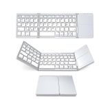 Kablosuz BT Klavye - Katlanır, Dokunmatik Yüzeyli, Taşınabilir Ultra İnce - Windows/Android/iOS Uyumlu - Gümüş