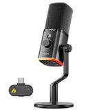 Kablosuz Dinamik Mikrofon, Usb-C, Kablosuz Ve Kablolu Çift Mod, 7 Katmanlı Gürültü Azaltma, Rgb Pc Masa Mikrofonu, Oyun/Akış / Toplantılar İçin, Pd100 W, Siyah