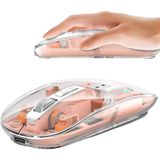 Kablosuz Fare Pembe Bluetooth Üç Modlu Şeffaf Şeffaf İnce LED Işık Serin Ultralight Akülü Kompakt Şarj Edilebilir Ergonomik Sessiz Bilgisayar Fareleri Ofis/PC/Mac/Dizüstü/Apple/ipad Çocuklar için
