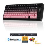 Kablosuz Gaming Oyuncu Klavyesi Freewolf M75 Bt+2.4ghz OLED Tft Ekranlı Membran Reinbow Aydınlatmalı - Bej
