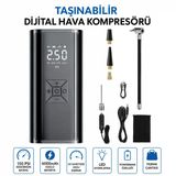 Kablosuz Hava Kompresörü 150 Psı 6000 Mah Dijital Lastik Şişirme Pompası 120W Led Ekranlı Taşınabilir