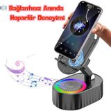 Kablosuz Işıklı Telefon Hoparlör Standı | Powerbank & Telefon Tutucu - Beyaz