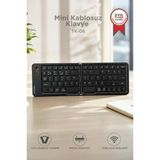 Kablosuz Klavye Bluetooth Katlanabilir Şarjlı Mini Klavye Tk08 Siyah