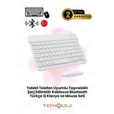 Kablosuz Klavye Mouse Seti Bluetooth Şarj Edilebilir Slim Bütün Tablet Telefon Smart TV ile Uyumlu