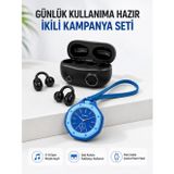 Kablosuz Kulaklık Mavi Çanta Aksesuar Saati Kampanyalı Müzik Ve Günlük Kullanım Seti - Lisinya