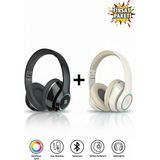 Kablosuz Kulaküstü Siyah-Krem Bluetooth Kulaklık Stereo-Mikrofon-Aux Sd Kart HK-035 - Siyah - Krem