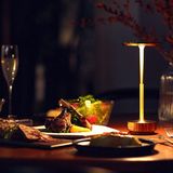 Kablosuz LED Masa Lambası Stern Abajur Alüminyum Gövde Dokunmatik Kontrol, 3 Renkli Işık, 2600MAH Şarjlı, Kesintisiz 6-8 Saat Kullanım, Modern Tasarım, Restoran ve Ev Için Atmosfer Aydınlatması - Siyah