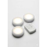 Kablosuz LED Spot Lamba Seti, Uzaktan Kumandalı, 3'lü Paket, Pilli, Yapışkan Bantlı, Zamanlayıcılı, Dolaplar ve Raflar için