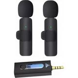 Kablosuz Mikrofon Ikili Yaka Mikrofonu 3.5mm Aux Müzisyen Yayıncı Oyuncu Profesyonel Mikrofon Set