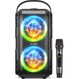 Kablosuz Mikrofonlu Bluetooth Hoparlör, W-Kıng 80W Taşınabilir Yüksek Sesli Parti Bluetooth Bluetooth Box Müzik Kutusu -2 Tam Aralıklı Sürücüler/derin Bas, 105DB Ses, Karaoke Makinesi/ıpx5/u-Disk/tf - Adaçayı Yeşili