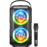 Kablosuz Mikrofonlu Bluetooth Hoparlör, W-KING 80W Taşınabilir Yüksek Sesli Parti Bluetooth Bluetooth Box müzik kutusu -2 Tam Aralıklı Sürücüler/Derin Bas, 105dB Ses, Karaoke Makinesi/IPX5/U-Disk/TF