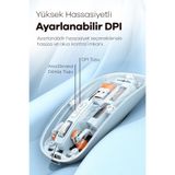 Kablosuz Mouse Fare Şarjlı Bluetooth Wireless Çift Modlu Sessiz 5 Tuşlu Şeffaf DPI Kontrol beyaz