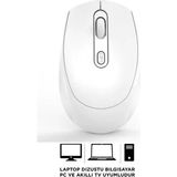 Kablosuz Mouse Zarif Tasarım Sessiz Click 2.4ghz Tüm Cihazlarla Uyumlu Optik Mouse - Beyaz