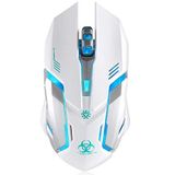 Kablosuz Oyun Mouse, VEGCOO C8 Sessiz Tıklama, Renkli LED Işıkları ve 2400/1600/1000 DPI 400mah Lityum Pilli Dizüstü ve Bilgisayar için Kablosuz Şarj Edilebilir Mouse (C9N White)