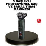 Kablosuz Profesyonel Erkek Bakım Seti – 3 Başlıklı, 3D Akıllı Kesim, Taşınabilir - Lisinya - Belirtilmemiş
