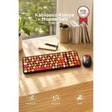 Kablosuz Q Klavye Mouse Seti Retro Daktilo Görünümlü Tmk07 Çok Renkli