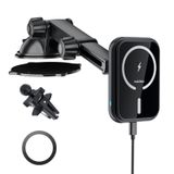 Kablosuz Şarj Cihazı Manyetik Telefon Tutacağı, Araç Montaj Şarj Cihazı için, (15 W Hızlı Şarj) iPhone 15 Pro Max Plus 14/13/12/Gösterge Panosunda MagSafe Kılıf ve Evrensel Havalandırma Engebeli