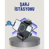 Kablosuz Şarj Cihazı Ve Dijital Saat – 4’Ü 1 Arada Hızlı Şarj, Apple Uyumlu, Led Işıklı Tasarım Mir24773093