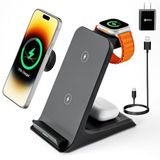 Kablosuz şarj istasyonu birden fazla cihaz Apple, 3 in 1 hızlı Qi kablosuz şarj standı için iPhone 14 13/Apple İzle/Airpods