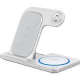 Kablosuz Şarj Standı Wiwu WI-W020 3in1 Katlanabilir Hızlı Şarj Akıllı Saat&telefon&kulaklık Beyaz