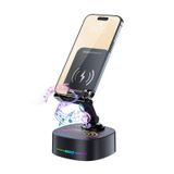 Kablosuz Şarj ve Cep Telefonu Standlı Bluetooth Hoparlör, iPhone/iPad/Samsung Galaxy için Taşınabilir Bluetooth Hoparlörler, HD Surround Ses Ev ve Dış Mekan için Mükemmel, Yaratıcı Hediye (Siyah)
