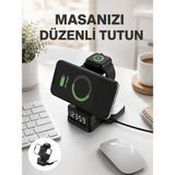 Kablosuz Şarjlı Dijital Masa Saati – 3 Parlaklık Seviyeli LED Hızlı Şarj App - COMPTR6284-8 - Renkli