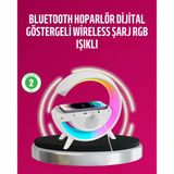 Kablosuz Şarjlı Led Masa Lambası Çalar Saat Beyaz Gürültü Özellikli