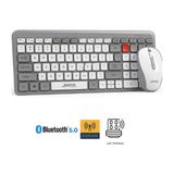 Kablosuz Slim Tasarım Ayarlanabilir 1.200 Dpı Bluetooth+2.4ghz Dual Mode Kablosuz Klavye Mouse Set - Gri